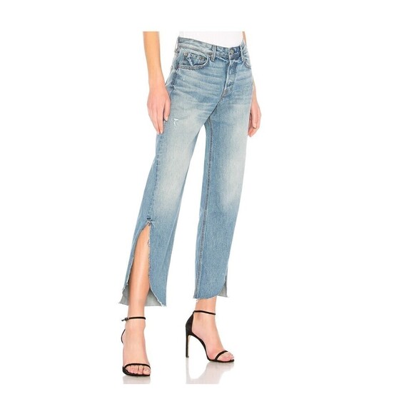 Grlfrnd Maran Wide Leg Jeans in Archaic Tulip Raw Hem Size 25 - Picture 2 of 13